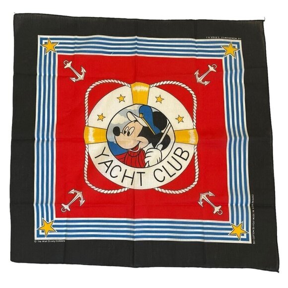 Vintage Disney Mickey Mouse Yacht Club Bandana Scarf Captain Resort Nautical USA - Picture 1 of 12